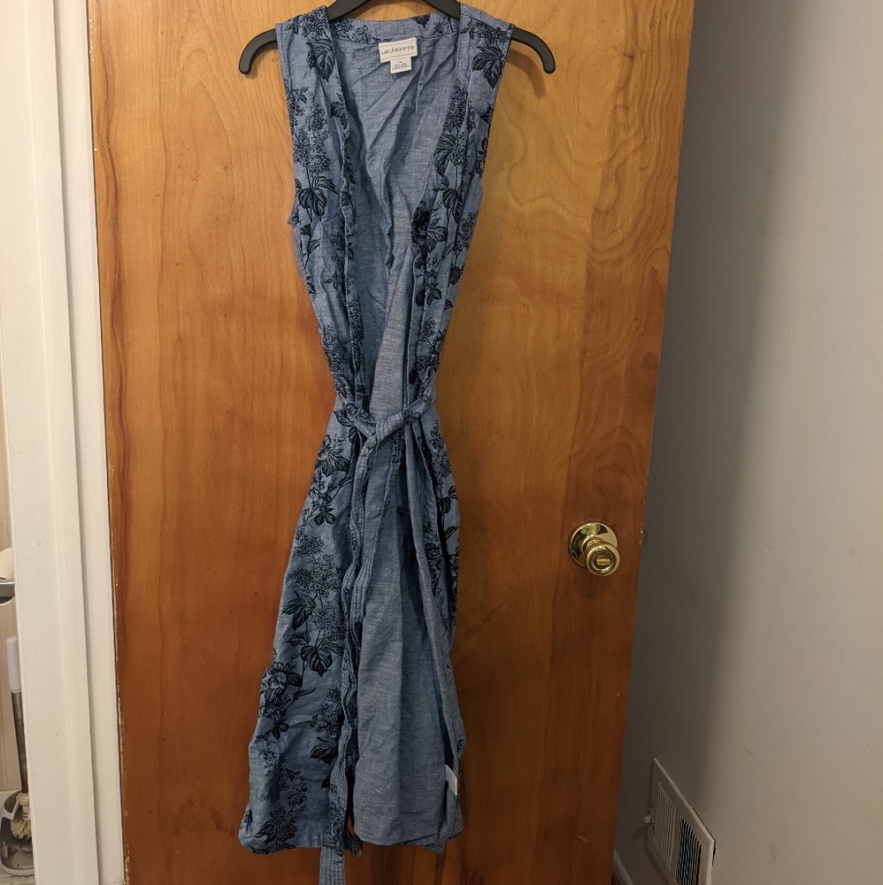 Liz Claiborne Long Floral Dress, Size S, Blue